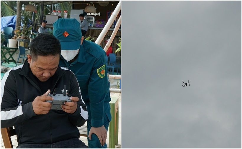 Các máy bay flycam được huy động tham gia tìm kiếm. (Ảnh: VOV)