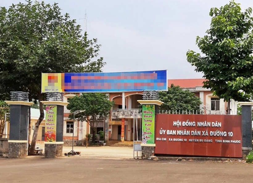 Trụ sở UBND xã Đường 10, nơi xảy ra sự việc. Ảnh: VietNamNet
