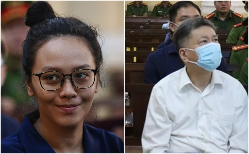 Bị cáo Trương Huệ Vân và Chu Lập Cơ tại tòa. (Ảnh: Dân trí, Tiền phong)