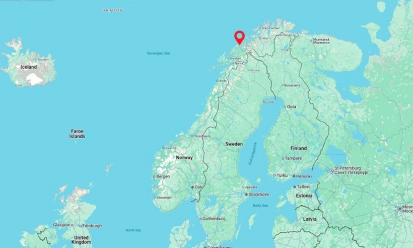 Vị trí cảng Tromso được đánh dấu màu đỏ. Ảnh: Google