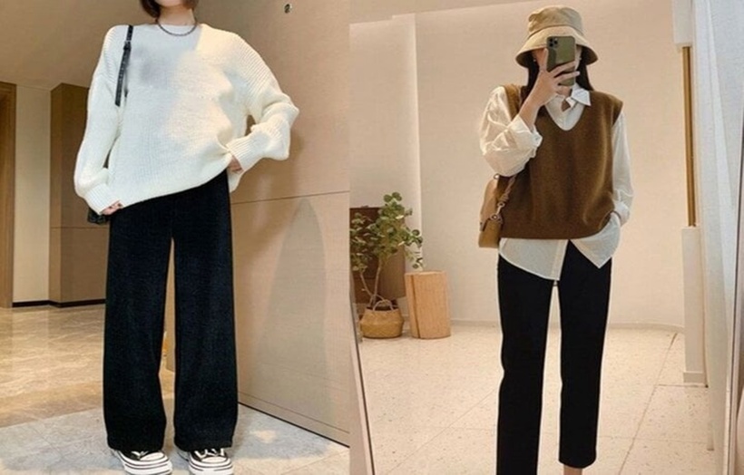 Bạn có thể kết hợp quần ống rộng đen với nhiều loại giày khác nhau như giày cao gót, giày búp bê, giày thể thao, sandal.