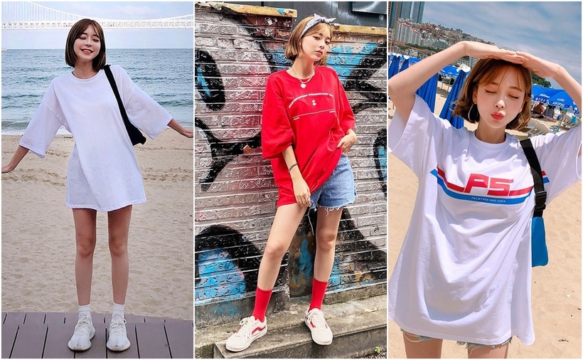 Dù bạn béo hay gầy, bạn đều có thể dễ dàng chinh phục thời trang giấu quần bởi chiếc áo phông rộng thùng thình có thể giấu nhẹm mọi điểm mà bạn chưa ưng ý trên cơ thể, chỉ cần tập trung vào việc khoe chân mà thôi.