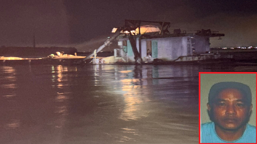 Đối tượng Toàn đã thuê Dương, Trì và Hùng khai thác cát trái phép trên sông Hồng. Ảnh: Pháp Luật