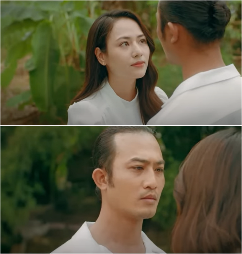 Hồng - Diễm trò chuyện trước lúc chia xa.