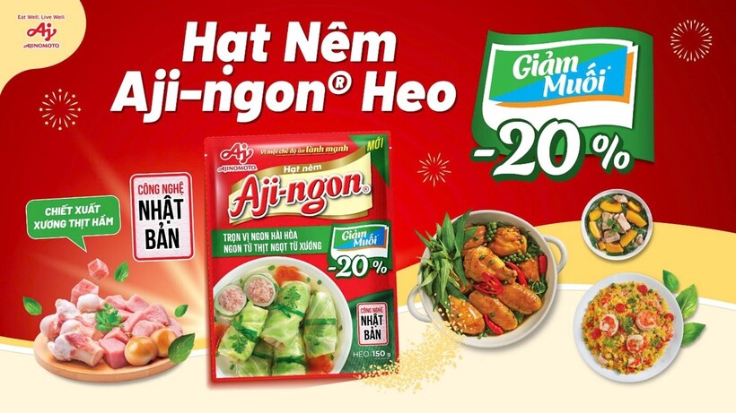 Sản phẩm Hạt nêm Aji-ngon® Heo Giảm Muối vừa ra mắt người tiêu dùng.
