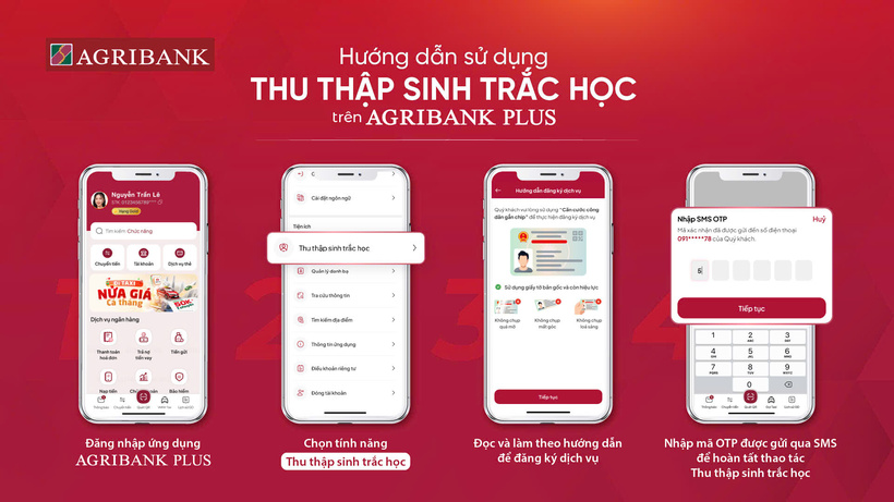 Các bước hướng dẫn sử dụng thu thập sinh trắc học trên Agribank Plus