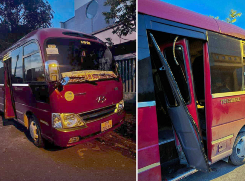 Chiếc xe ô tô đưa đón học sinh của Trường Mầm non Hồng Nhung cơ sở 2 - nơi xảy ra vụ việc trẻ mầm non 5 tuổi tử vong vì bị bỏ quên hôm 29/5. Ảnh: Tiền phong