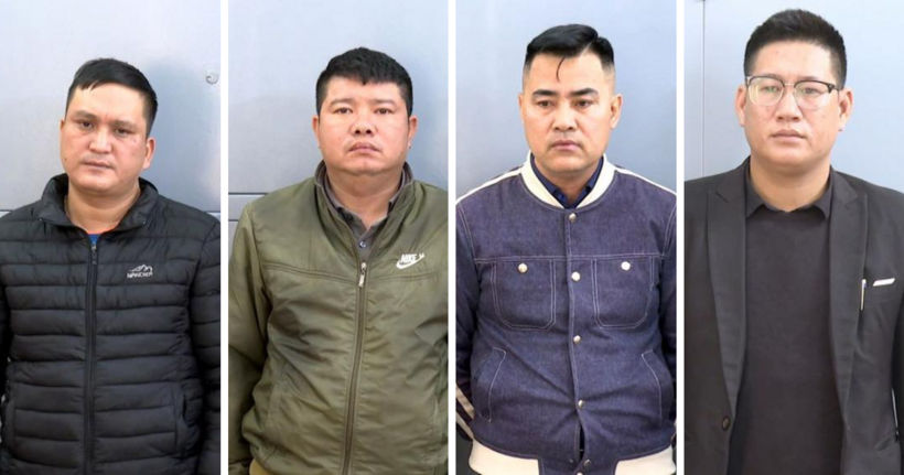 Các đối tượng tại cơ quan công an.