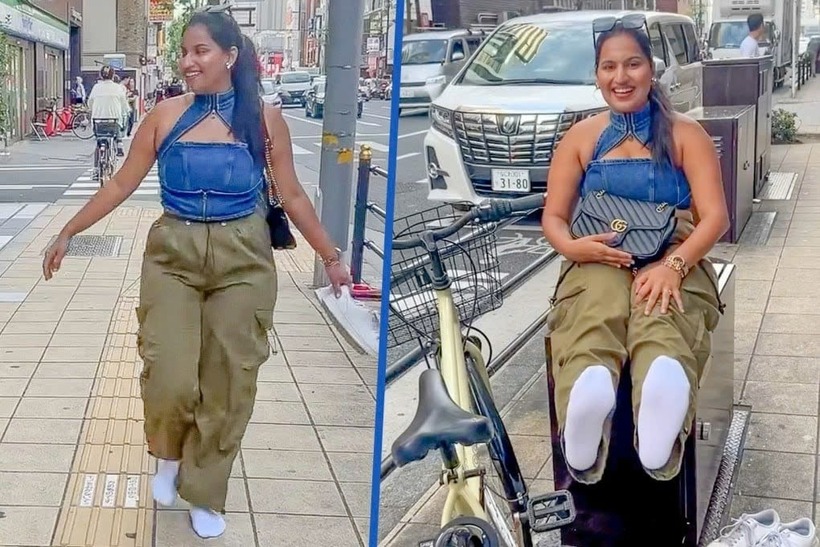 Chiếc tất cô gái dùng để đi "dạo phố" vẫn sạch tinh, không đổi màu. Ảnh: SCMP
