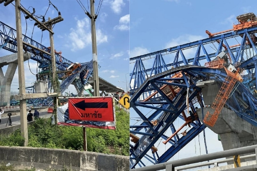 Hiện trường thương tâm vụ sập cần cẩu khi đang xây cao tốc ở Thái Lan, thương vong lớn - 3