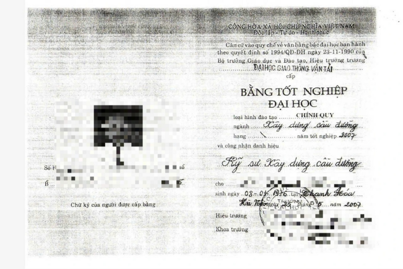 Trường Đại học Giao thông vận tải có văn bản xác nhận trường không cấp bằng cho ông C. Ảnh: Dân Trí