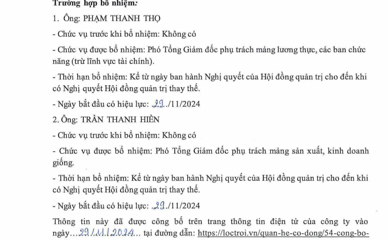 Nguồn: CTCP Tập đoàn Lộc Trời.