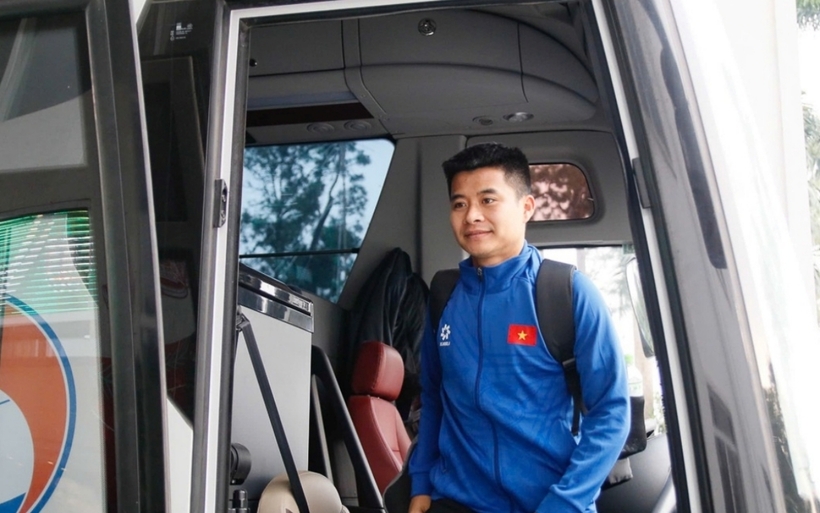 Các cầu thủ đội tuyển Việt nam về nước sau chuyến tập huấn tại Hàn Quốc. Ảnh: VFF