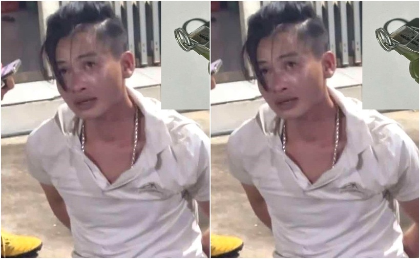Đối tượng Nguyễn Văn Dũng và vật giống lựu đạn. (Ảnh: Công an)