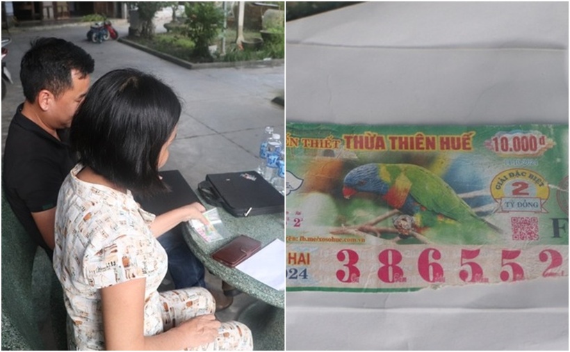 Bà N. cùng tờ vé số trúng 2 tỷ đồng nhưng không được nhận thưởng. (Ảnh: Người lao động)