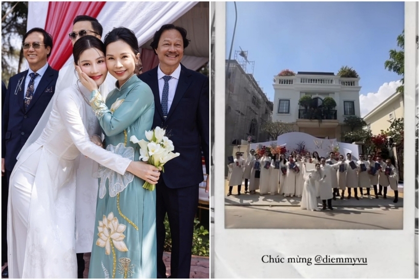 Sau 6 năm bên nhau, Diễm My 9X và doanh nhân Vinh Nguyễn tổ chức đám cưới vào cuối năm 2023. Cặp đôi được bố mẹ chồng tặng căn biệt thự 2 tầng tại TP.HCM làm “tổ ấm”.