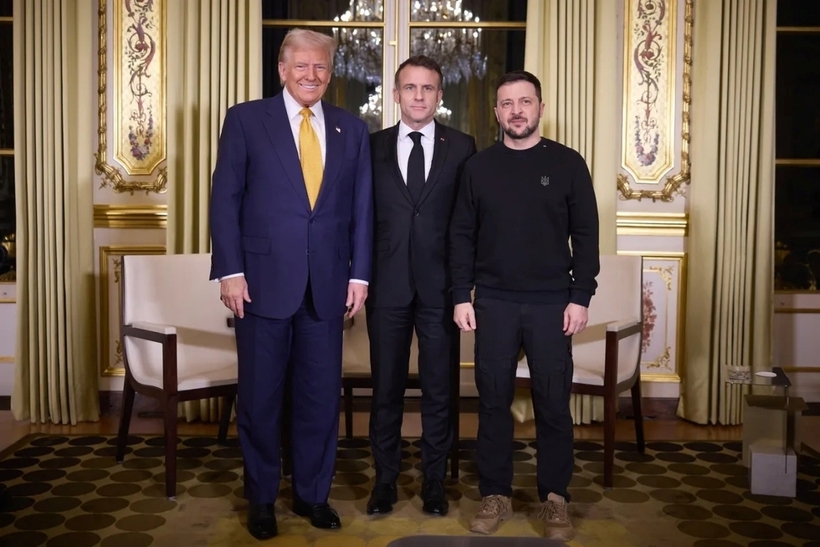 Tổng thống đắc cử Mỹ Donald Trump, Tổng thống Pháp Emmanuel Macron và Tổng thống Ukraine Volodymyr Zelensky (từ trái sang). Ảnh: Nền tảng X