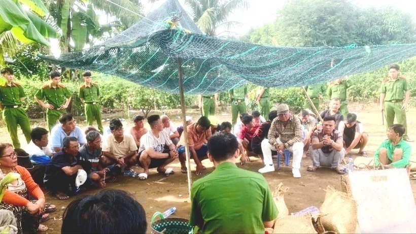 Tụ điểm đá gà do "Hiếu xì po" tổ chức vừa bị công an triệt phá. (Ảnh: Công an)