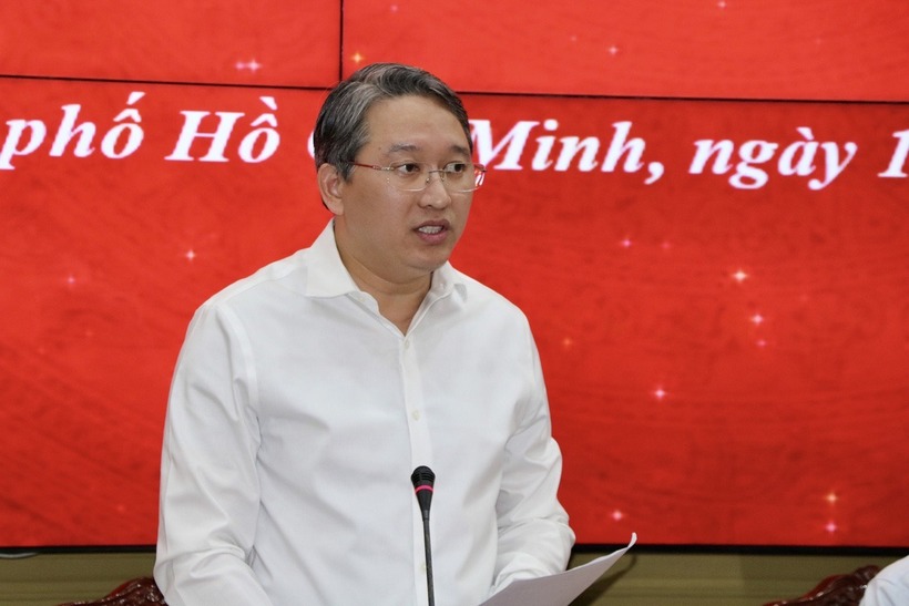 Bộ trưởng Tư pháp Nguyễn Hải Ninh tại buổi làm việc với TP.HCM. Ảnh: Tuổi trẻ Online