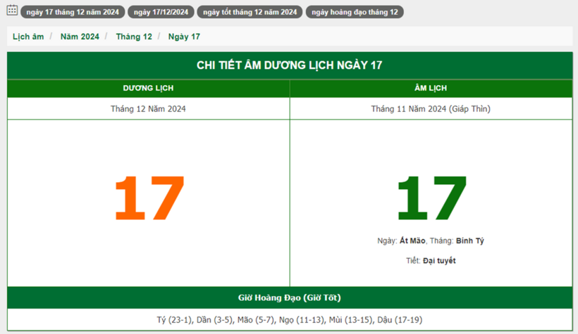 Hôm nay (17/12), có phải ngày đẹp không? - 1