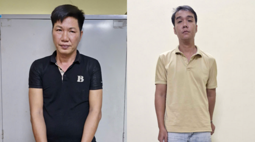 Trương Minh Nhật (áo đen) và Trương Văn Trung. Ảnh: Người Lao Động