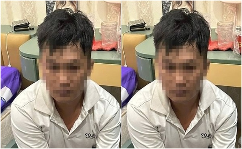 Đối tượng Đoàn Trung Trực bị bắt quả tang. (Ảnh: Công an)