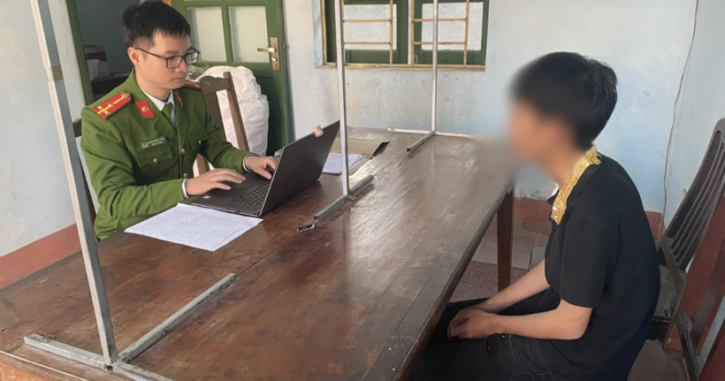 Một trong hai thanh niên ở huyện Ba Vì, Hà Nội vừa bị khởi tố. (Ảnh: Công an Phú Thọ)