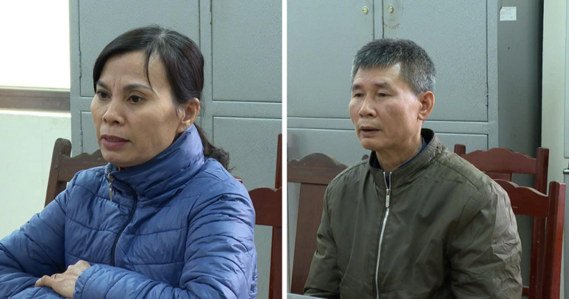 Hai vợ chồng tại cơ quan công an. (Ảnh: CACC)