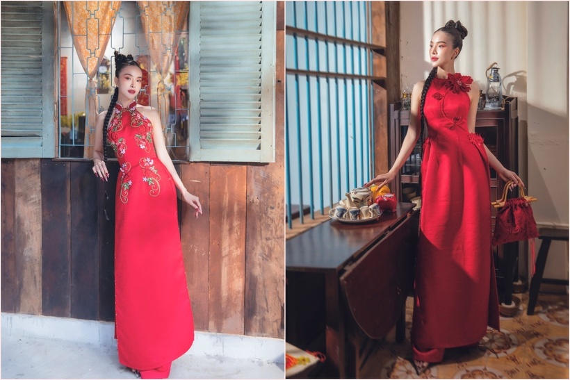 Trong BST áo dài xuân mới, NTK Minh Châu hướng đến những màu sắc mang thông điệp tươi mới, gợi nên sự may mắn, phát lộc trong dịp đầu năm.