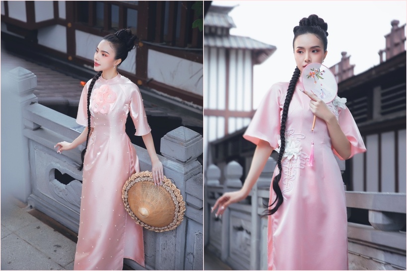 Hạnh Nguyên gây ấn tượng bởi nhan sắc trẻ trung, quyến rũ - phù hợp với định hướng của NTK Minh Châu cho bộ sưu tập lần này.