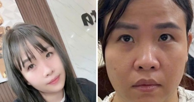 Đối tượng Phạm Thị Liên lúc đăng tải lên mạng xã hội và lúc tại cơ quan điều tra. Ảnh: Công an tỉnh Thái Bình