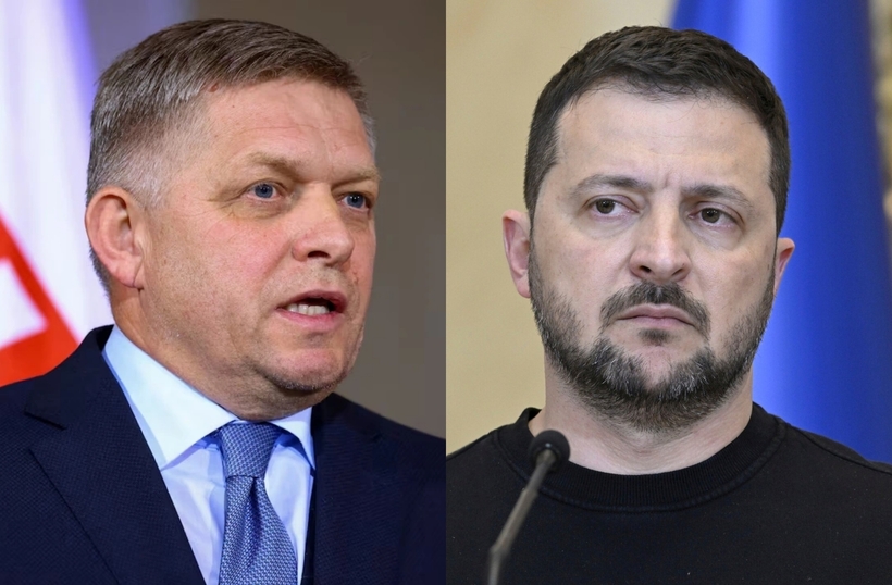 Tổng thống Ukraine Volodymyr Zelensky (phải) và Thủ tướng Slovakia Robert Fico. Ảnh: Getty
