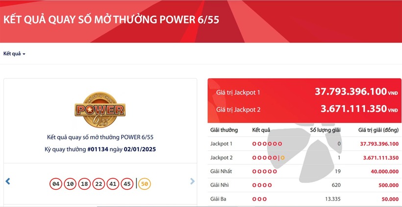 Tìm thấy 1 vé số trúng độc đắc Vietlott gần 3,7 tỷ đồng. (Ảnh: Vietlott)