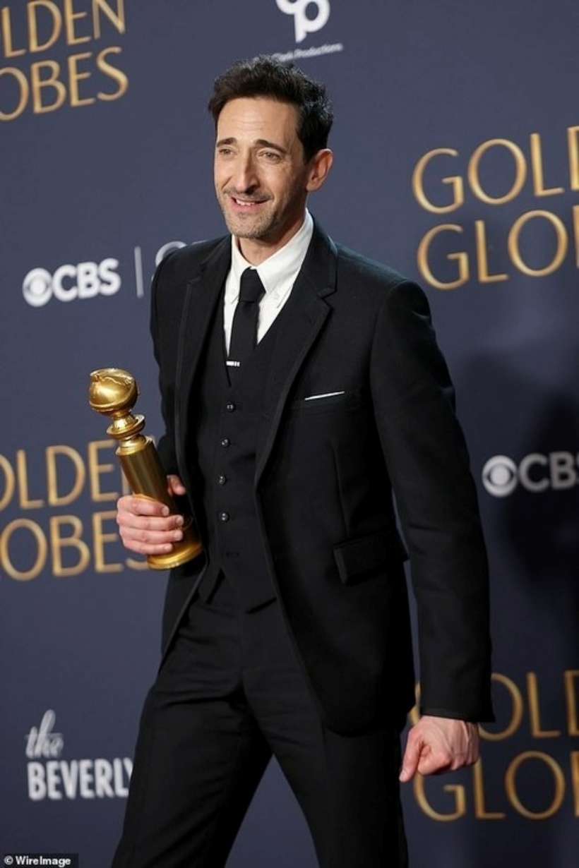 Adrien Brody giành giải Nam diễn viên chính xuất sắc nhất ở mảng phim chính kịch. Ảnh: WireImage