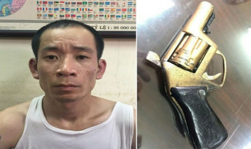 Đối tượng Nguyễn Hữu Thịnh và khẩu súng gây án. Ảnh: Pháp luật Việt Nam