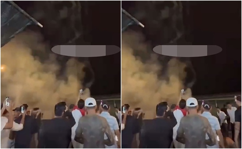 Nhóm thanh niên đốt pháo hoa, nhảy múa. (Ảnh: VNN)