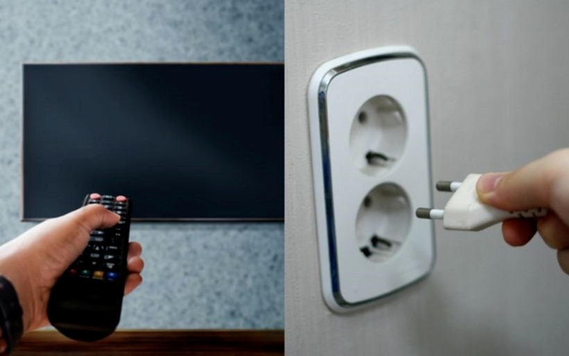 Bạn tắt bằng điều khiển sau khi sử dụng nếu gia đình thường xuyên xem TV, không cần rút phích cắm điện. Ảnh minh họa: Pinterest