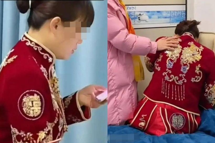 Cuộc điện thoại bất ngờ của chú rể khiến cô dâu sững sờ. Ảnh: Saostar.