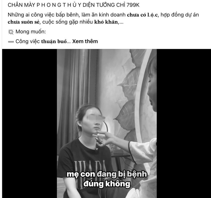 Lợi dụng 2 chữ "phong thủy" nhiều chủ spa lấy đó lôi kéo khách hàng sử dụng sản phẩm. Ảnh chụp màn hình