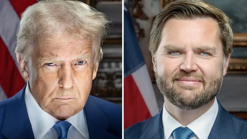 Ảnh chân dung chính thức của Tổng thống đắc cử Mỹ Donald Trump và Phó Tổng thống đắc cử J.D. Vance (Ảnh: NBC News).