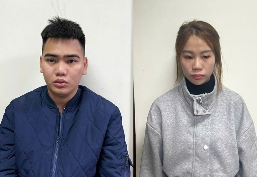 Đối tượng Đỗ Mạnh Quang và Nguyễn Thị Hiền tại Cơ quan Công an. Ảnh: Công an tỉnh Bắc Giang.
