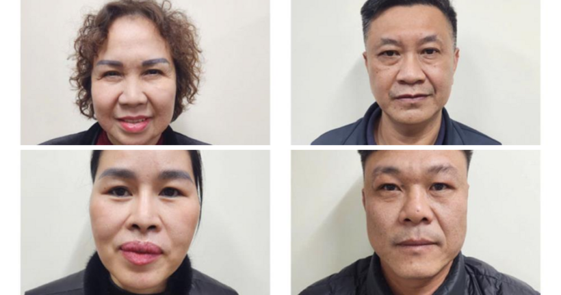 Các bị can: Chu Thị Thành, Lê Thanh An, Nguyễn Thị Bích Liên, Chu Đức Mạnh (từ trên xuống, từ trái sang) (Ảnh: Bộ Công an).