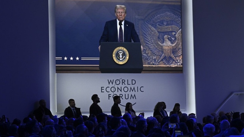 Tổng thống Mỹ Donald Trump phát biểu tại Diễn đàn Kinh tế Thế giới (WEF) thường niên ở Davos. Ảnh: RT