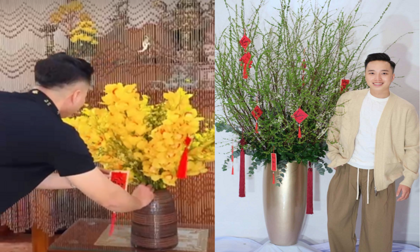 Thay vì đi du lịch, chụp ảnh, sắm tết,.. như nhiều bạn trẻ khác, anh Trần Quốc Vũ lại trở thành “nghệ nhân cắm hoa thời vụ” mỗi dịp Tết đến.