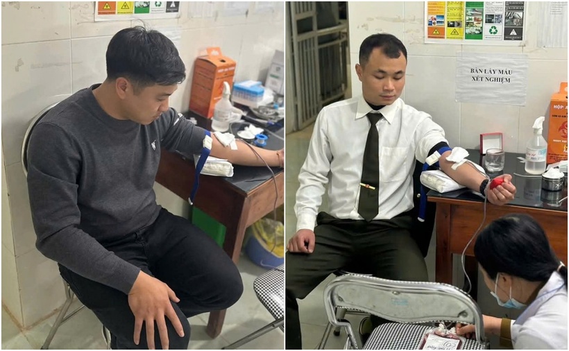 Hai chiến sỹ kịp thời hiến máu, cứu sản phụ qua cơn nguy kịch. (Ảnh: VOV)