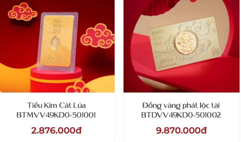 Cận kề ngày vía Thần tài 2025, giới buôn bán vàng đồng loạt tung ra hàng trăm sản phẩm vàng 9999 ép vỉ khác nhau. Ảnh minh họa: VietNamNet