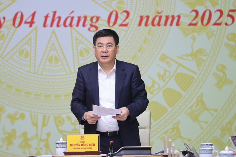 Bộ trưởng Bộ Công Thương Nguyễn Hồng Diên phát biểu tại phiên họp. (Ảnh: VGP)
