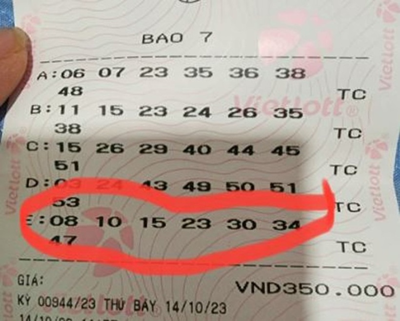 Dãy số giúp người đàn ông trúng số 5 tỷ đồng. Ảnh: Tri thức & Cuộc sống
