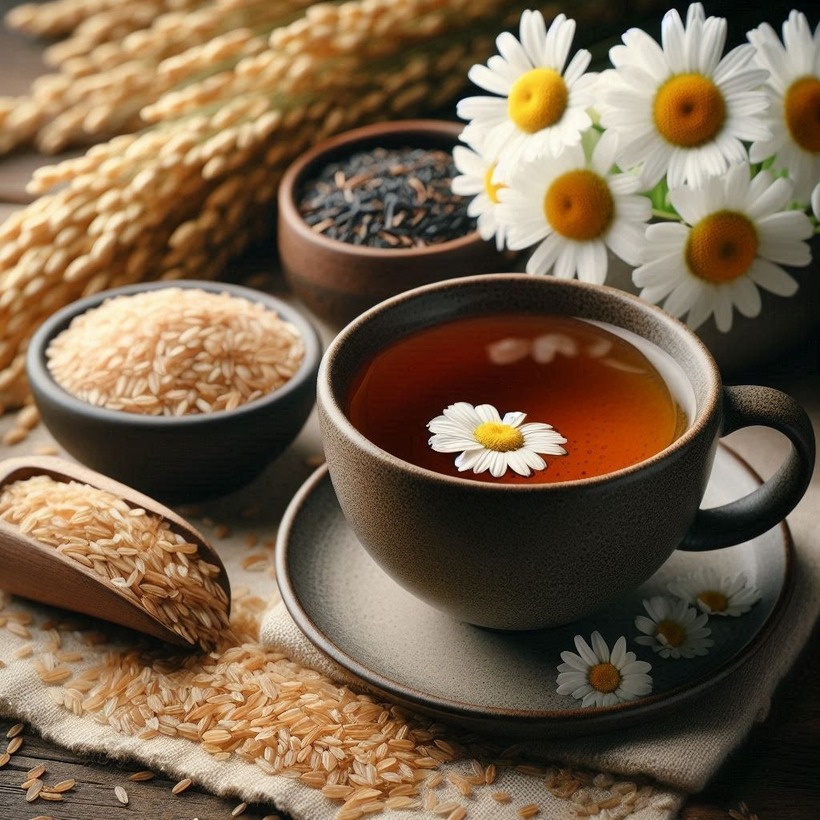 Trà gạo lứt hoa cúc có nhiều công dụng.