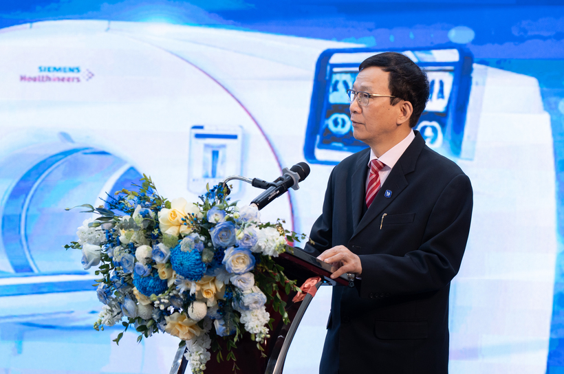 Hình ảnh TTND.GS.TS.BS Ngô Quý Châu phát biểu về việc ứng dụng máy CT Somatom Force VB30 trong thời gian tới. Ảnh: Bệnh viện Đa khoa Tâm Anh